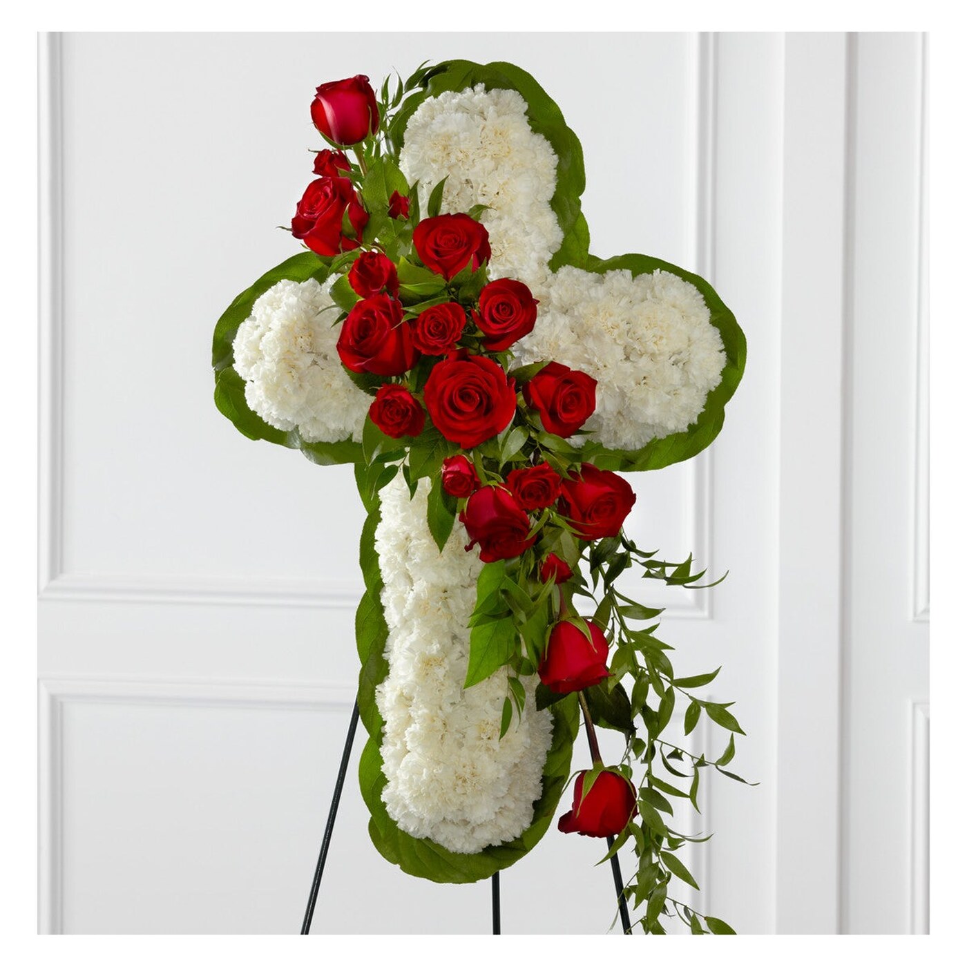 Floral Cross Easel flower arrangement