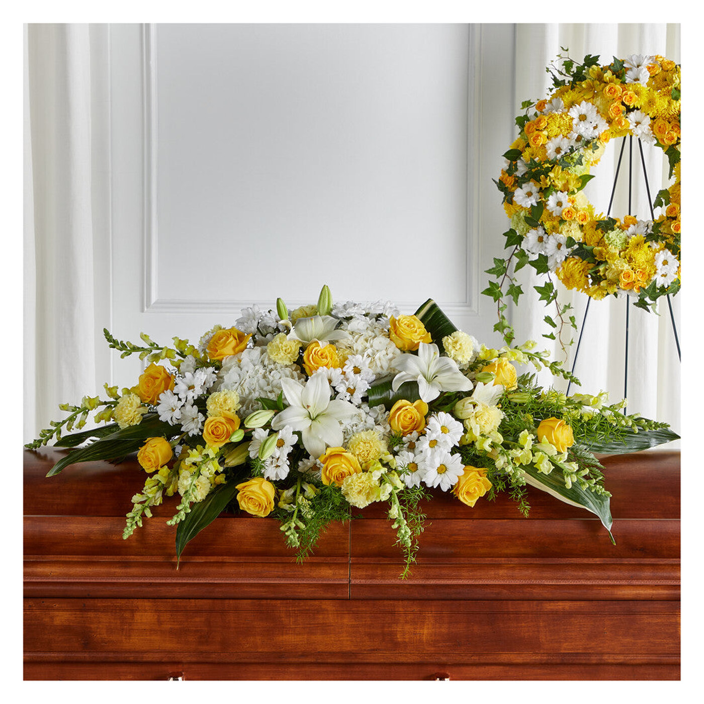 Golden Harmony Casket Spray