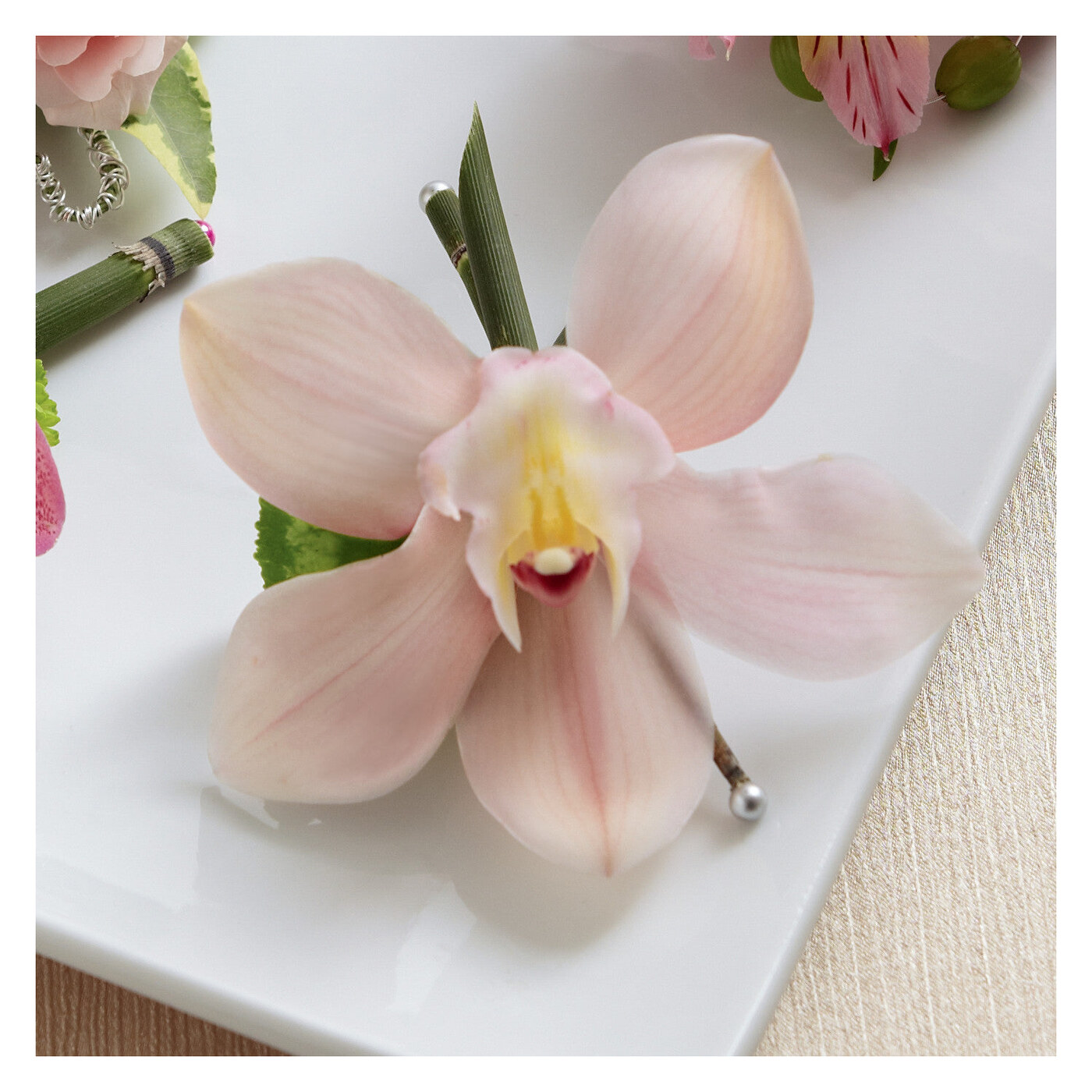 Pink Cymbidium Boutonniere
