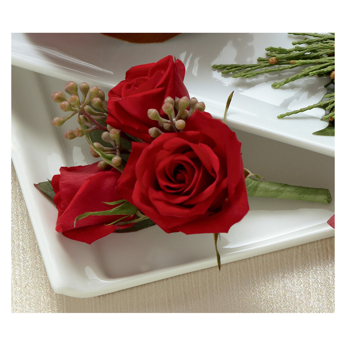 Red Spray Rose Boutonniere