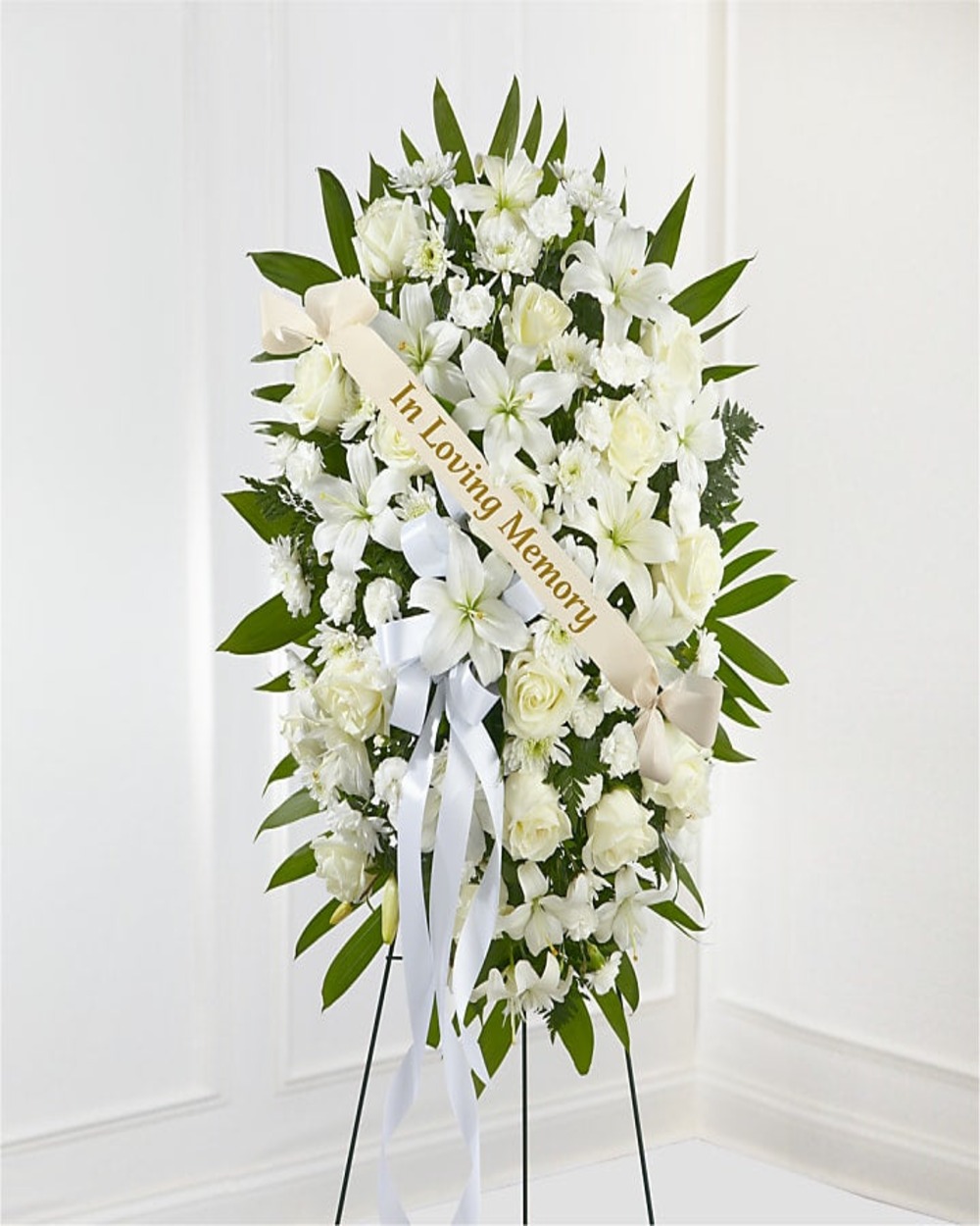 Exquisite Tribute Standing Spray with Memorial Ribbon - Deluxe