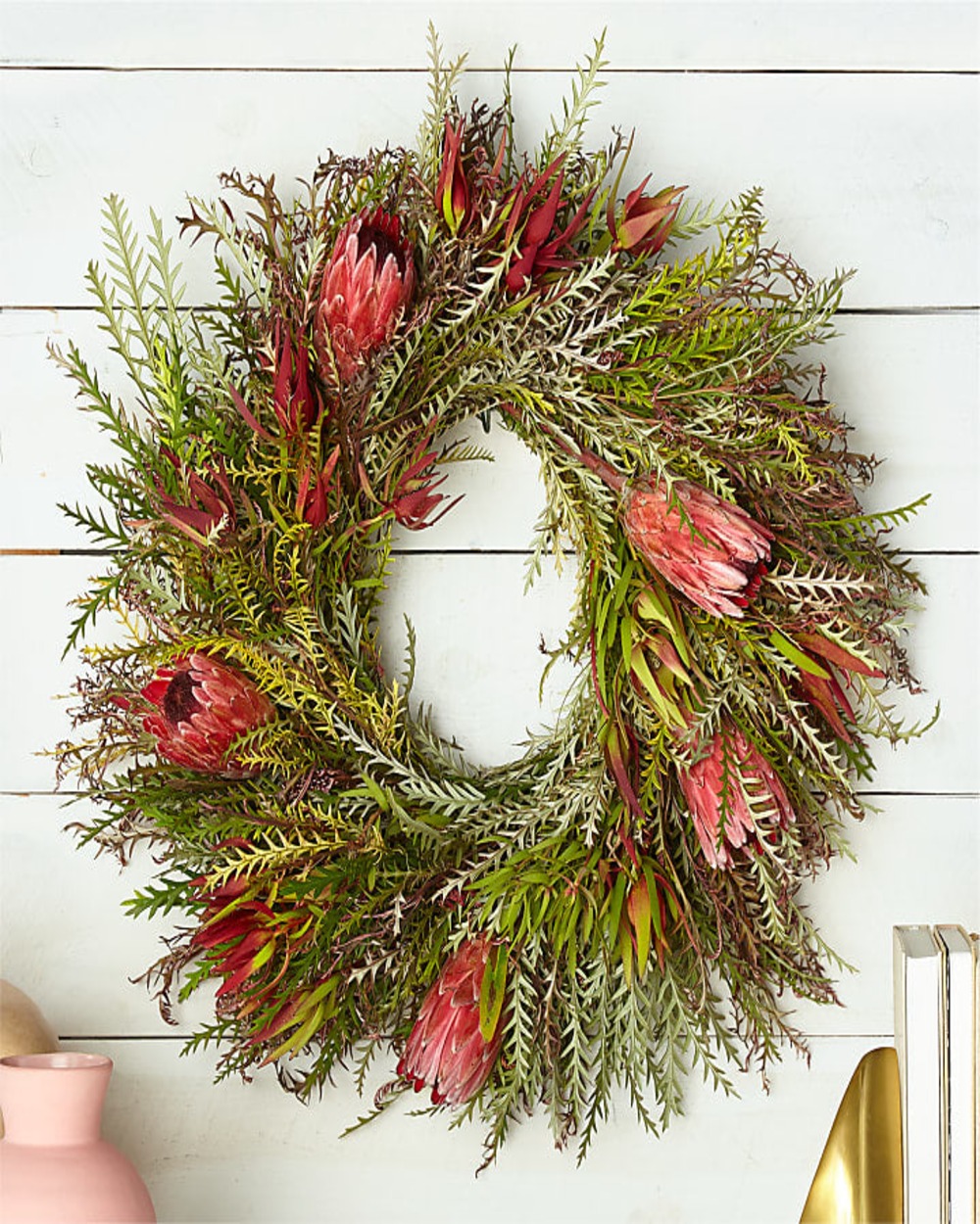 Fresh Safari Sunset and Pink Protea Wreath