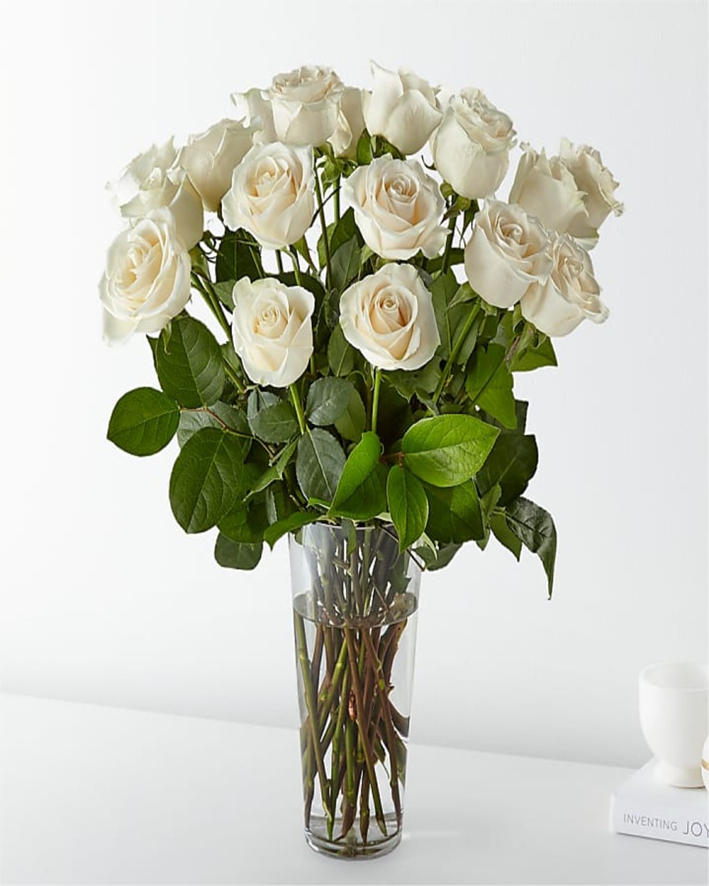 Long Stem White Rose Bouquet - 18 Roses