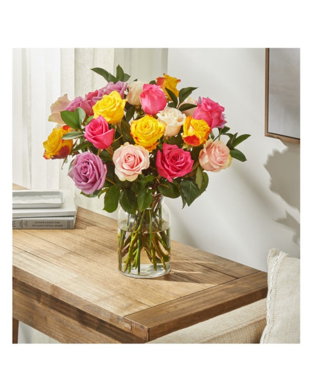 Mixed Roses - 24 Roses with Star Speckled Vase