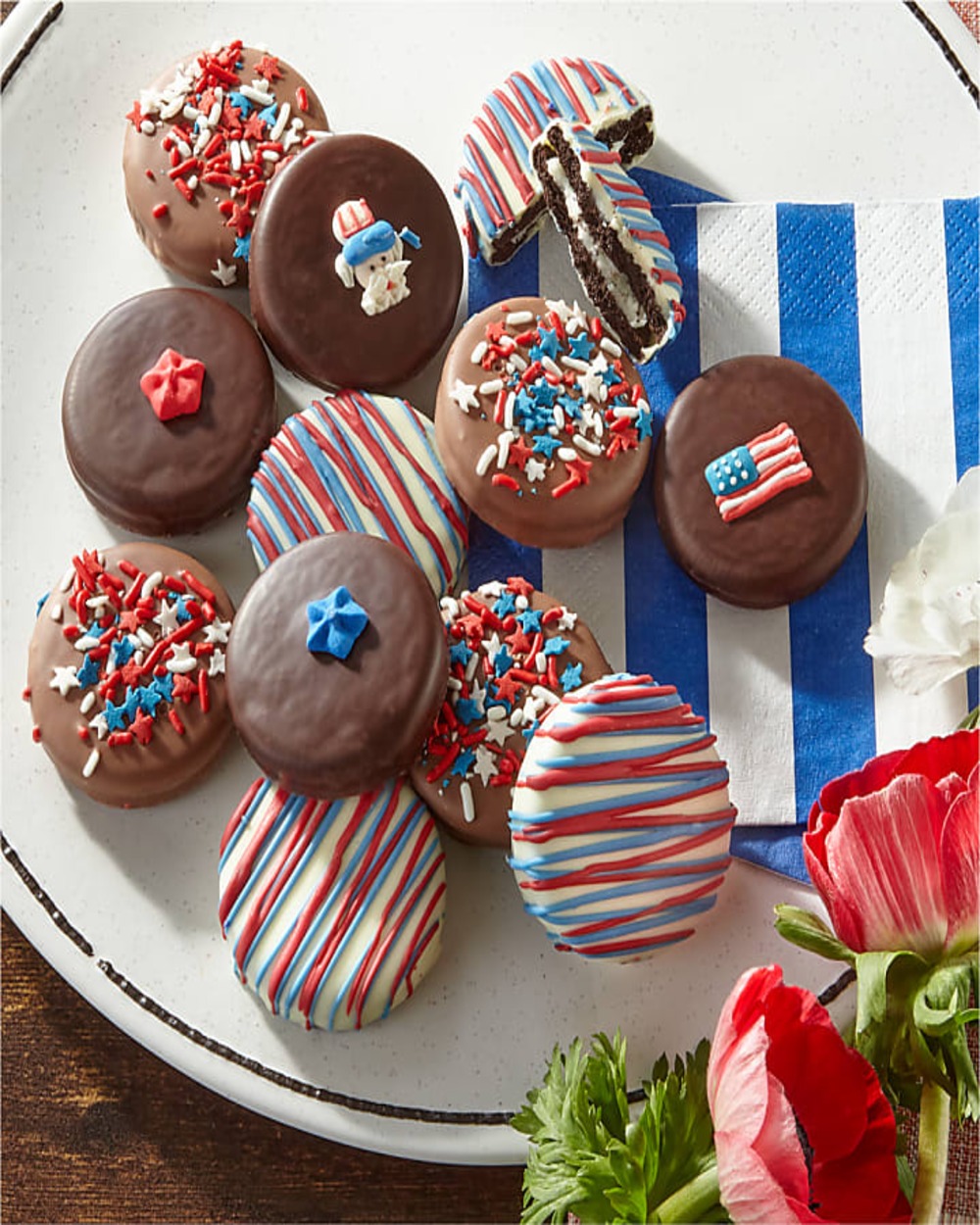 Patriotic Belgian Chocolate Covered Sandwich Cookies