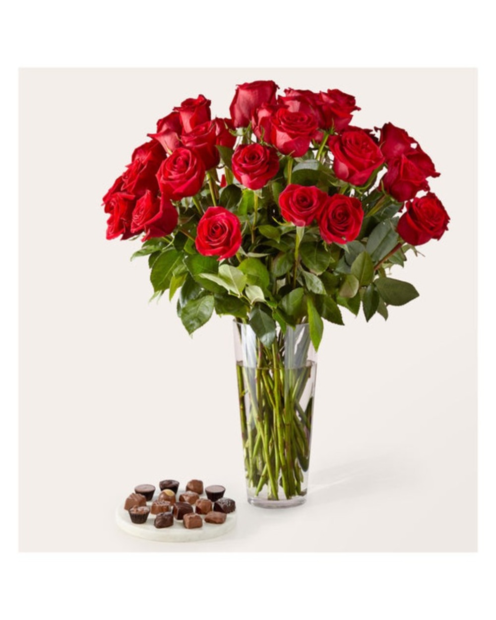 Long Stem Red Rose Bouquet Bundles - 36 Roses and Chocolate
