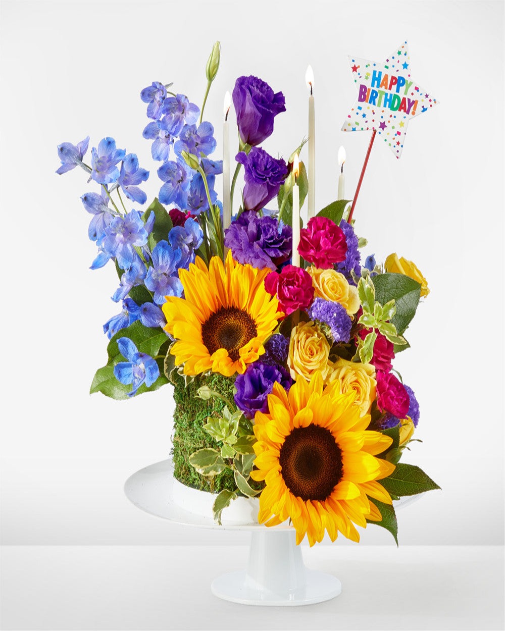 Star of the Day Floral Cake - Floral Cake With Birthday Topper