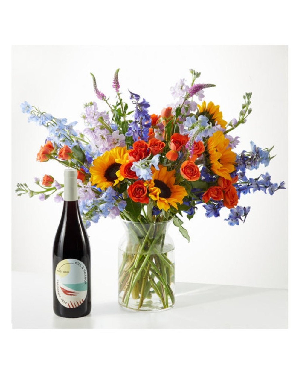 The Full Nest Bouquet & Wine Gift Set - Red Wine